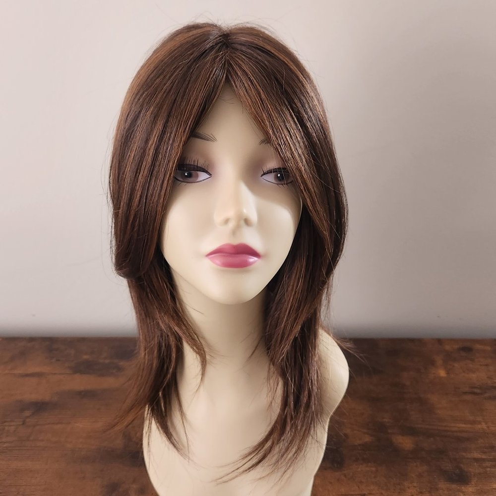 Noriko Milan Hair Topper, Toasted Brown, Full Coverage Synthetic Hair